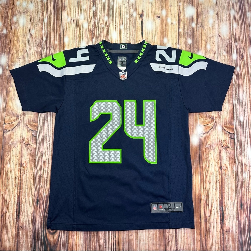 Nike On Field Marshawn Lynch Seattle Seahawks Jersey Size M 10/12 YOUTH - Picture 2 of 13